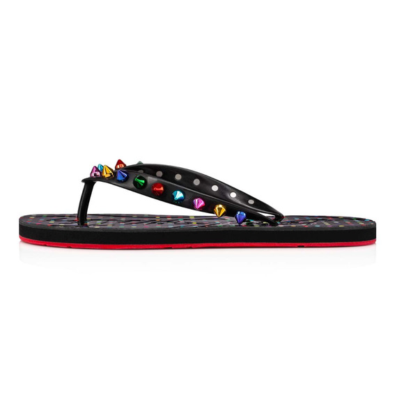 Christian Louboutin Loubi Flip Spikes Donna Flat Black Thong Flip Flop Sandal 36 - Picture 3 of 12